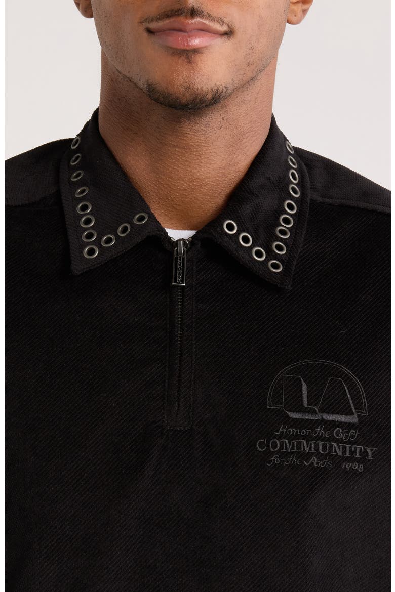 Brushed Corduroy Quarter Zip Pullover, Alternate, color, BLACK