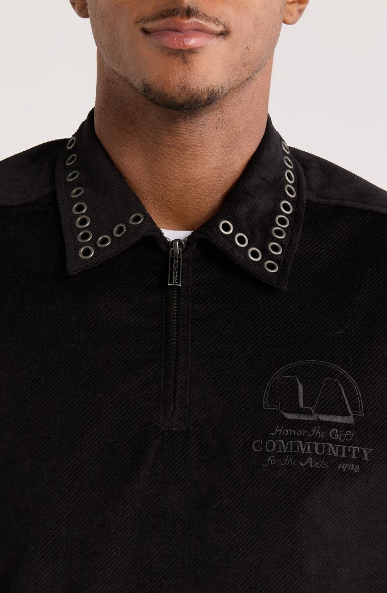 HONOR THE GIFT Brushed Corduroy Quarter Zip Pullover, Alternate, color, Black