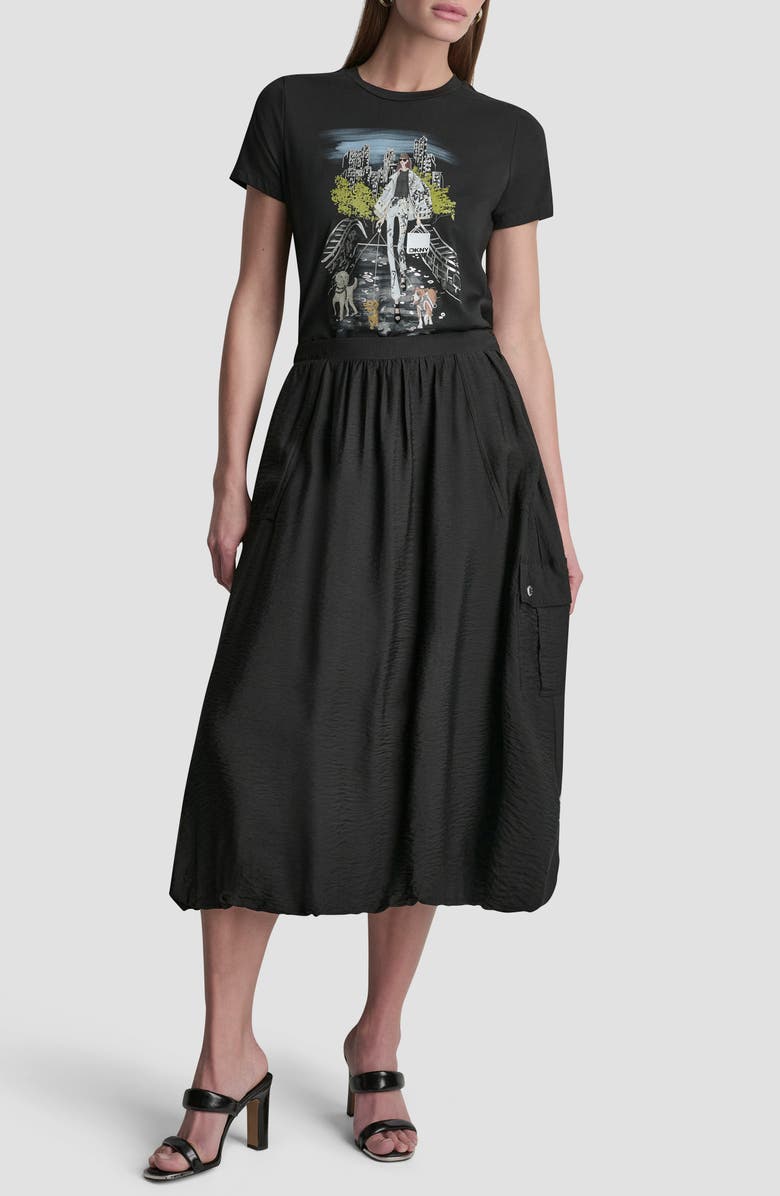 DKNY Bubble Cargo Pull On Midi Skirt, Alternate, color, 