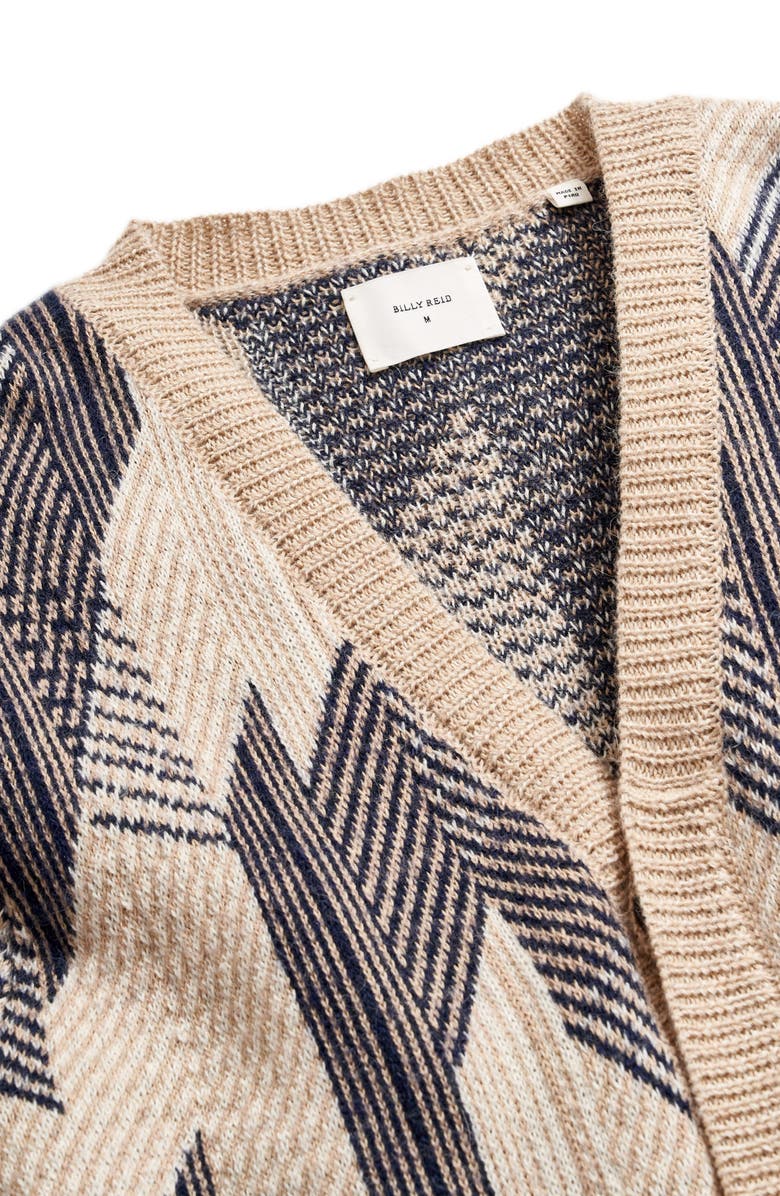 Billy Reid Abstract Jacquard Alpaca & Cotton Cardigan, Alternate, color, 