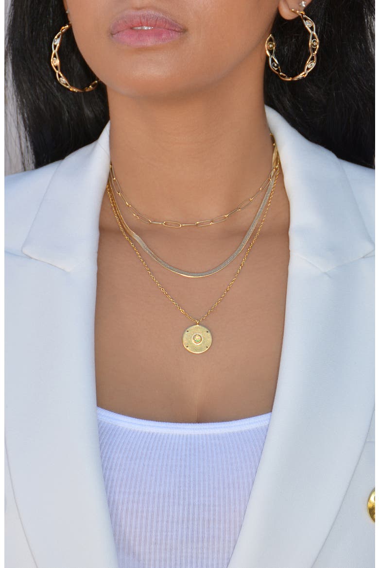 18K Gold Plated Opal Coin Pendant Necklace, Alternate, color, GOLD