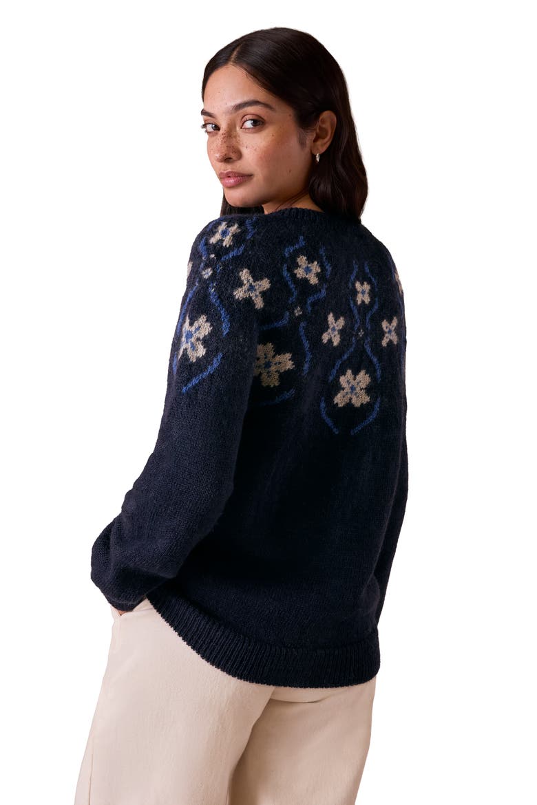 British Wool Abstract Sweater, Alternate, color, Navy