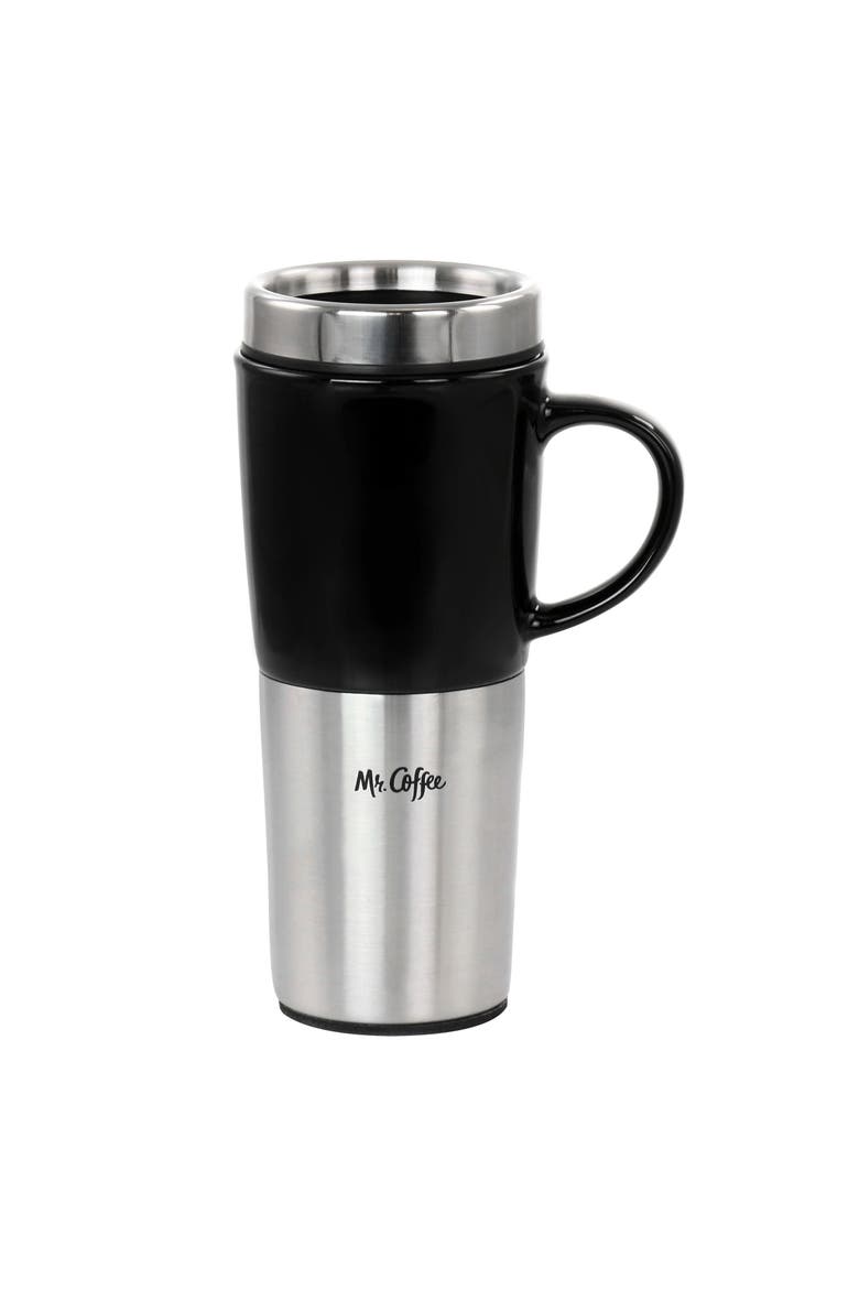 16oz Stainless Steel and Stoneware Travel Mug, Main, color, Black
