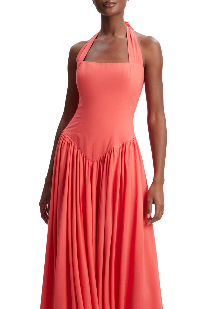 Marabella Halter Dress, Alternate, color, MELON