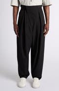 Bottega Veneta Drop Crotch Tapered Leg Lightweight Wool Twill Pants
