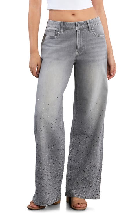 Star Studded Wide Leg Jeans