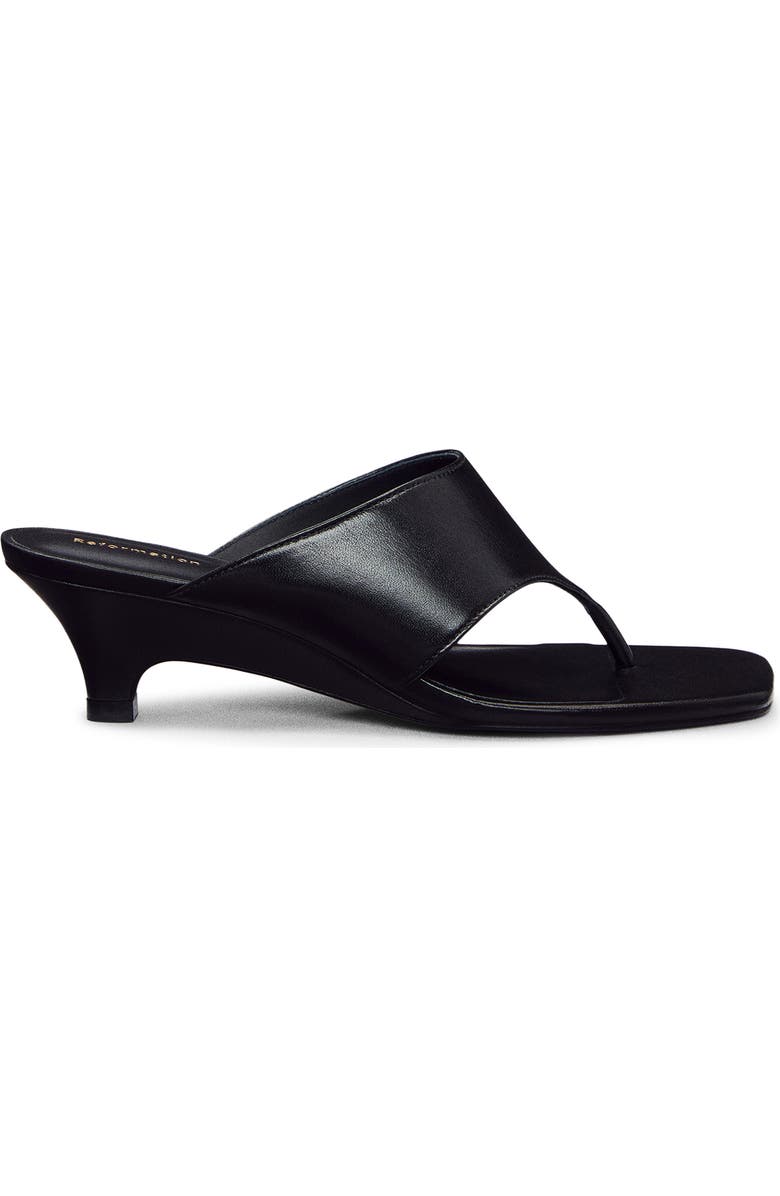 Reformation Sherlyn Wedge Thong Sandal, Alternate, color, Black Leather