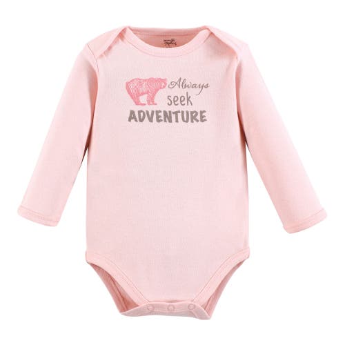 Touched By Nature Little Soft Organic Cotton Long-sleeve One-piece Essentials In Pink