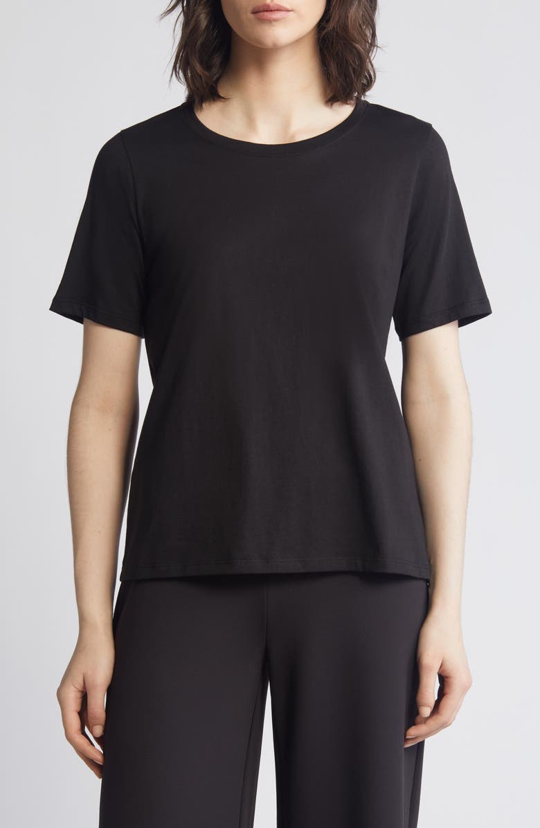 Eileen Fisher Crewneck Organic Cotton Jersey Top, Main, color, 