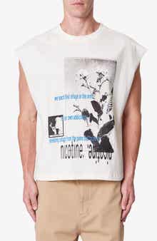mnml Sleeveless Distressed Graphic Cutoff T-Shirt