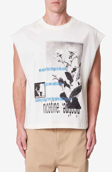 mnml Sleeveless Distressed Graphic Cutoff T-Shirt