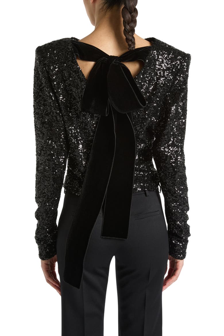 Sequinned Top with Bow, Alternate, color, Black