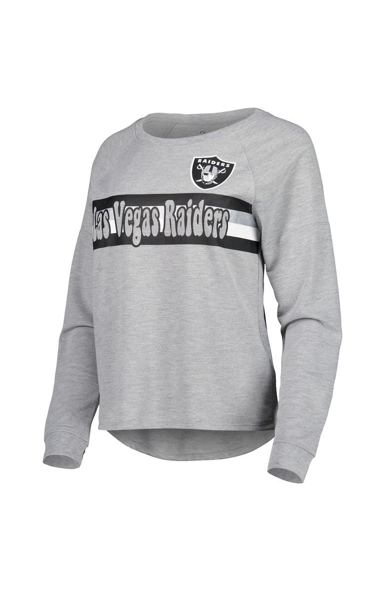 Outerstuff Juniors Heathered Gray Las Vegas Raiders All Striped Up Raglan Long Sleeve T-Shirt, Alternate, color, Heather Gray