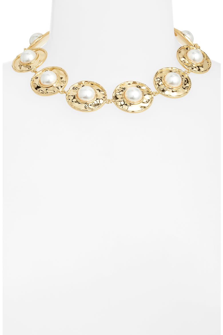Athens Faux Pearl Necklace, Alternate, color, GOLD