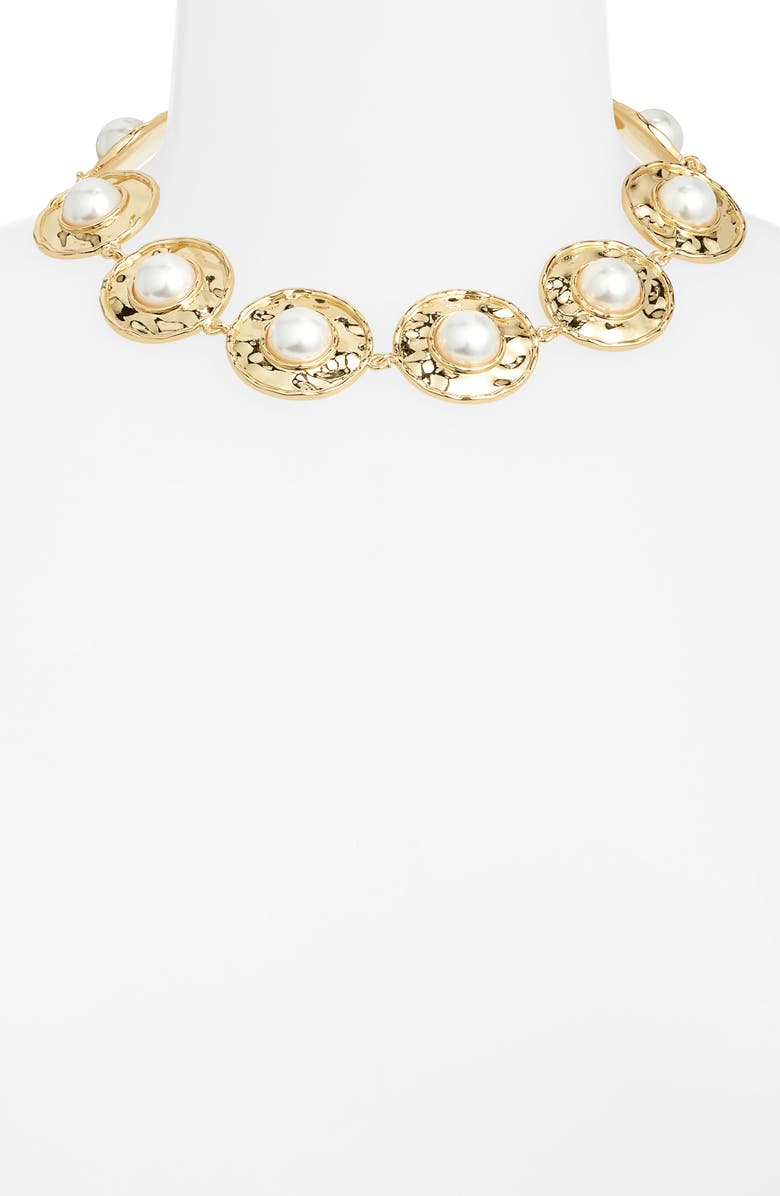 FRASIER STERLING Athens Faux Pearl Necklace, Alternate, color, Gold