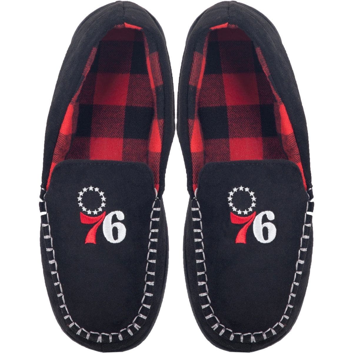 FOCO Men's FOCO Philadelphia 76ers Team Logo Flannel Moccasin Slippers, Main, color, 