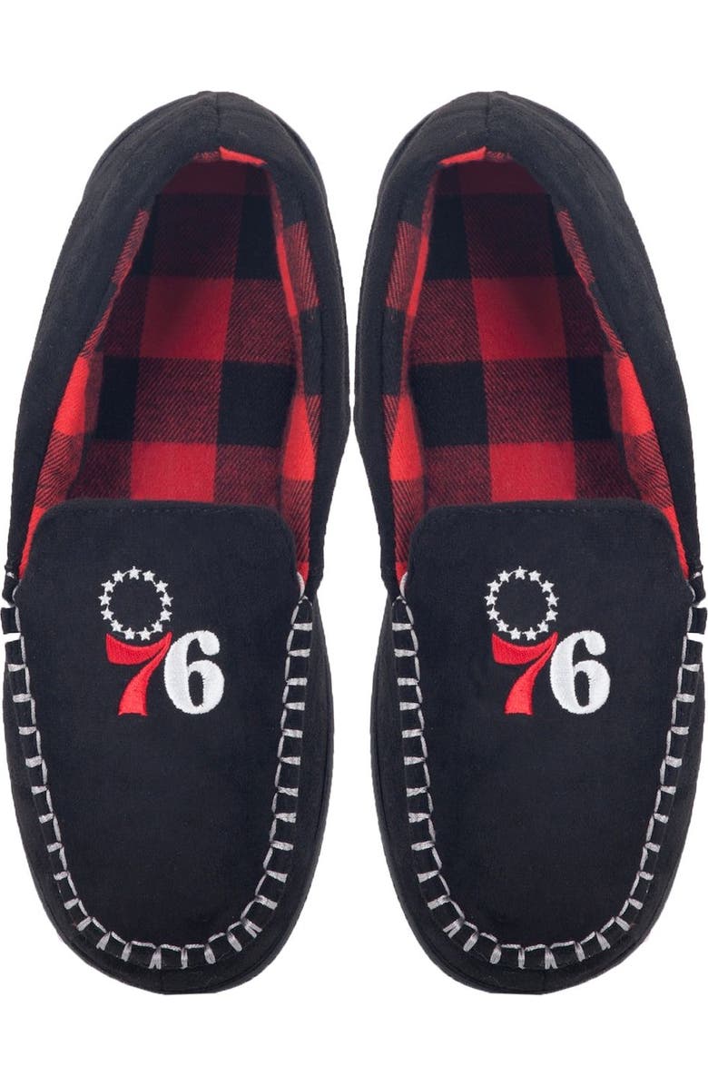 FOCO Men's FOCO Philadelphia 76ers Team Logo Flannel Moccasin Slippers, Main, color,
