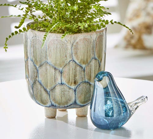 Tag Oceania Light Blue Ceramic Footed Planter For Home Decor In Neutral