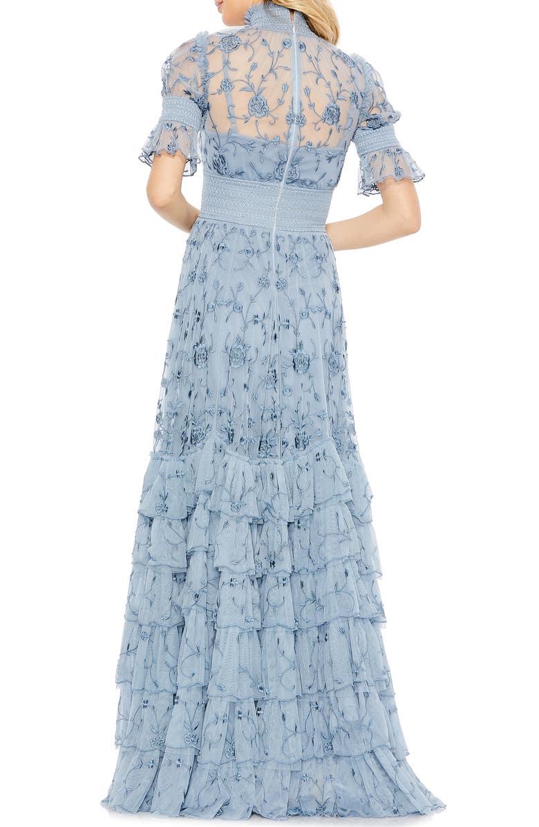 Mac Duggal Floral Embroidered Tiered Ruffle Gown, Alternate, color,