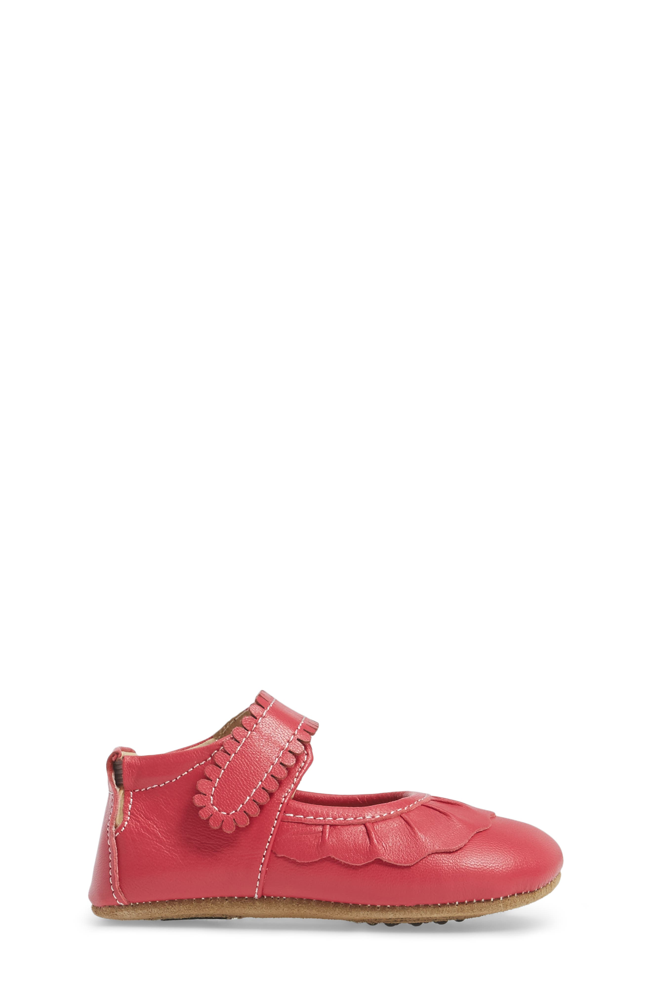 'Ruche' Mary Jane Crib Shoe, Alternate, color, HOT PINK LEATHER