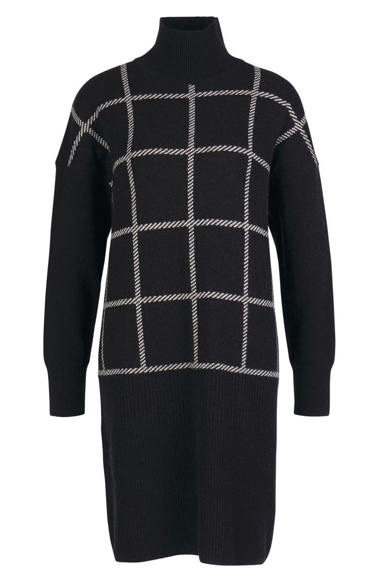 Barbour Marsha Check Jacquard Long Sleeve Wool Blend Sweater Dress, Alternate, color, Black