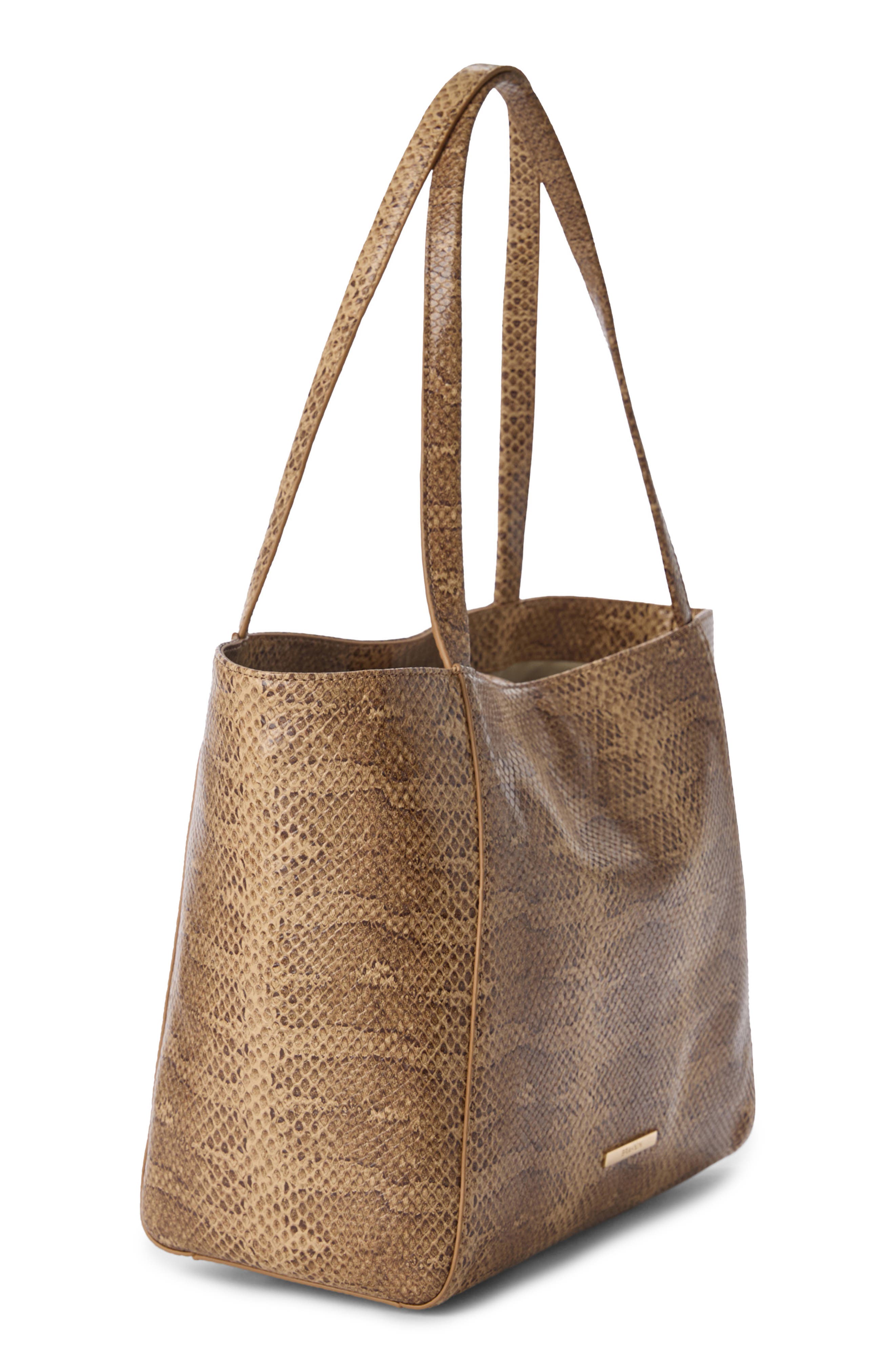 Brahmin Mona Croc Embossed Leather Tote, Alternate, color, Light Pecan