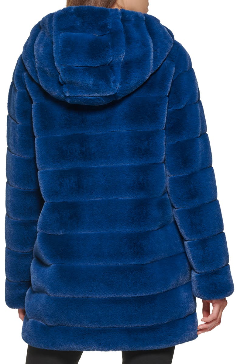 Kenneth Cole New York Grooved Faux Fur Jacket, Alternate, color, Teal