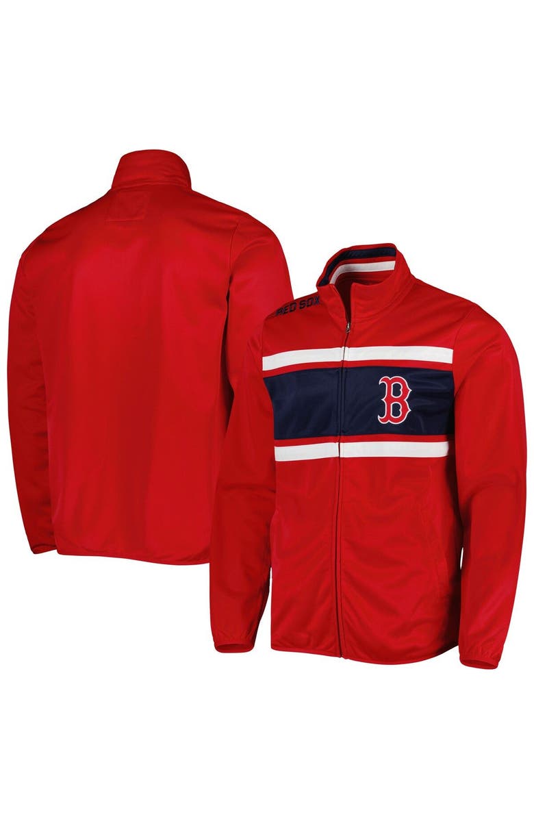 G-III SPORTS BY CARL BANKS Men's G-III Sports by Carl Banks Red Boston Red Sox Off Tackle Full-Zip Track Jacket, Main, color,