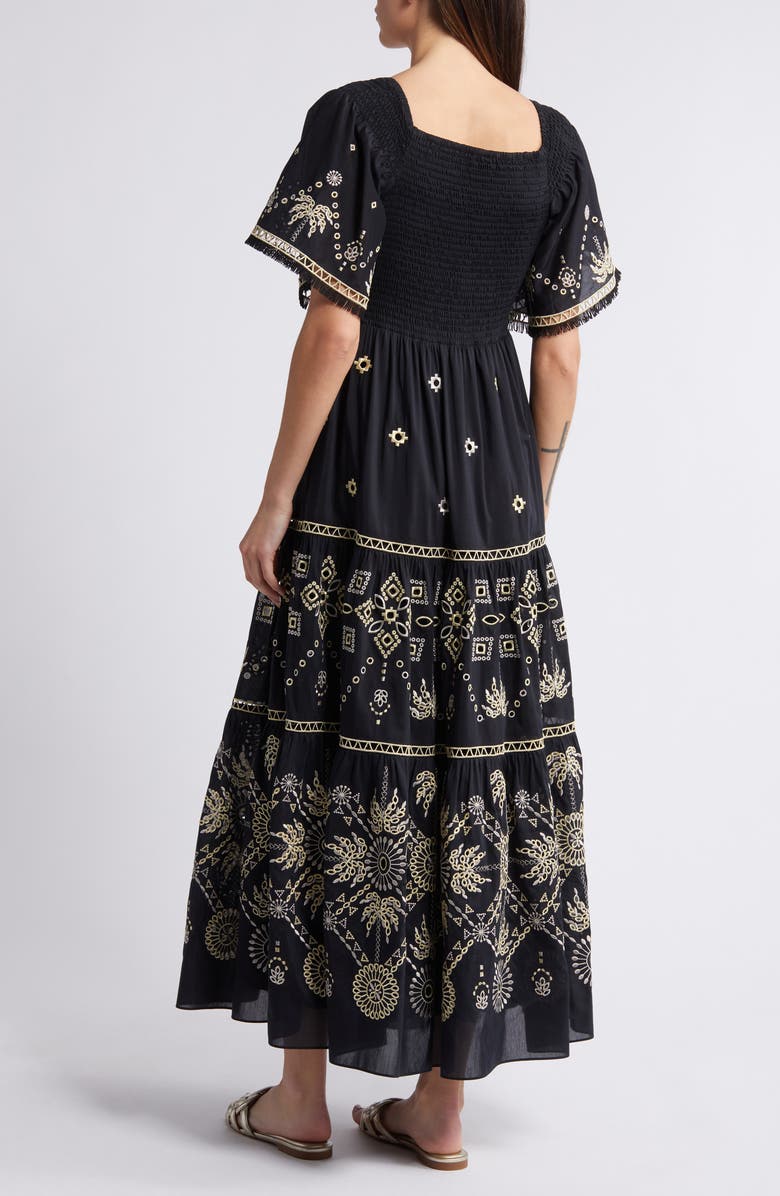 KOBI HALPERIN Quinn Smocked Cotton & Silk Dress, Alternate, color,