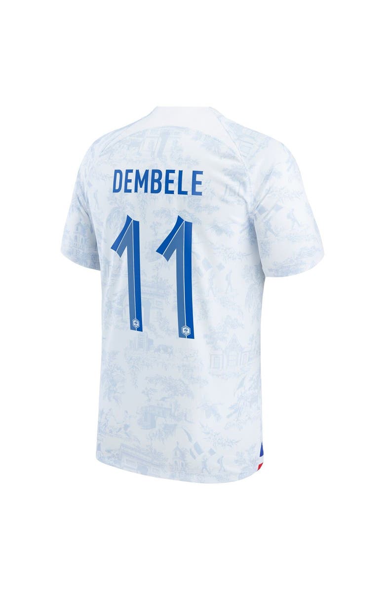 Nike Men's Nike Ousmane Dembele White France National Team 2022/23 Replica Away Jersey, Alternate, color, 