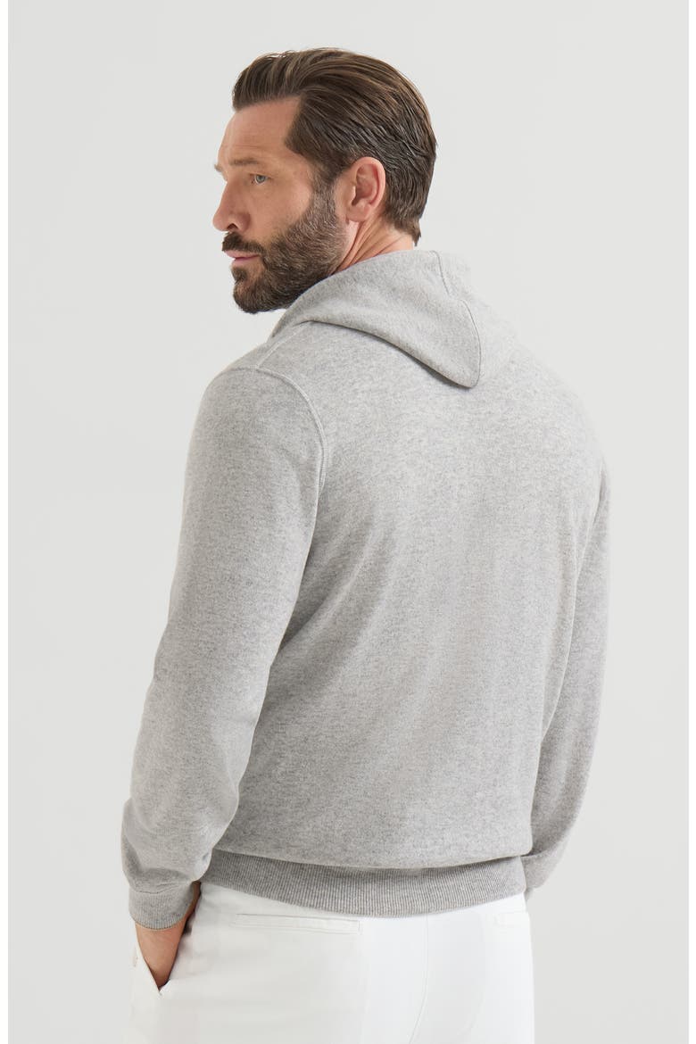 Cashmere sweatshirt-style cardigan with hood, Alternate, color, Pebble