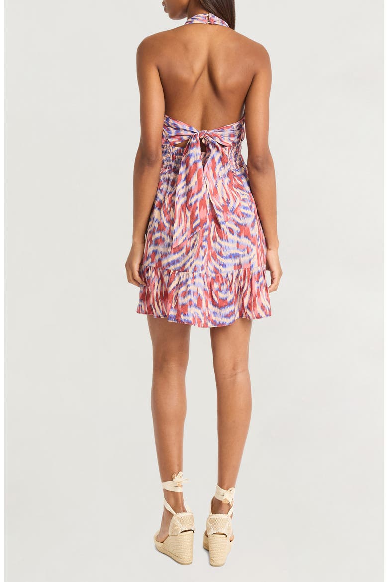 Halter Neck Minidress, Alternate, color, CORAL/ TAN
