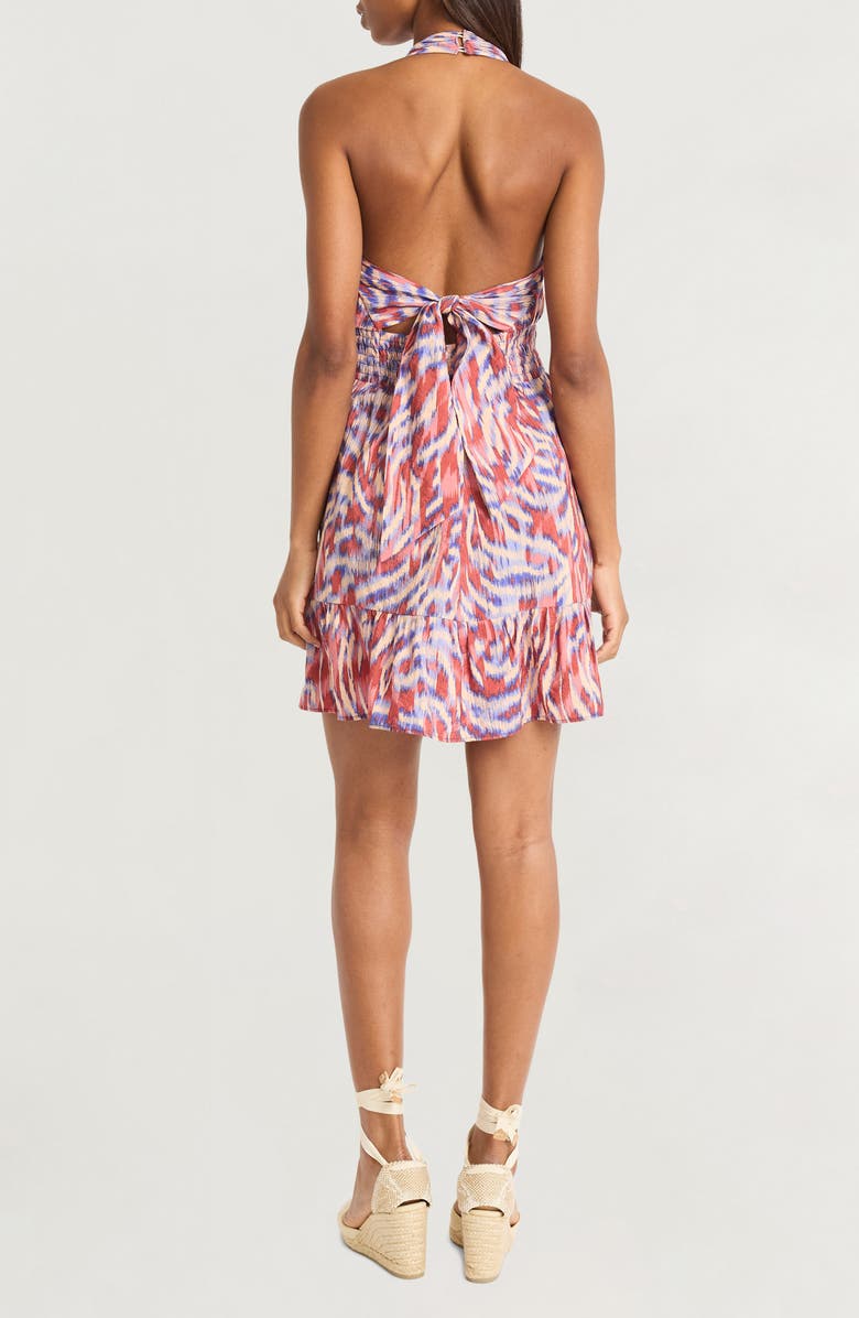 The Good Journey Abstract Print Halter Neck Minidress, Alternate, color, Burnt Coral/ Cinnabar