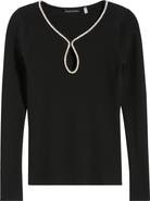 Elie Tahari The Alana Rhinestone Neck Sweater