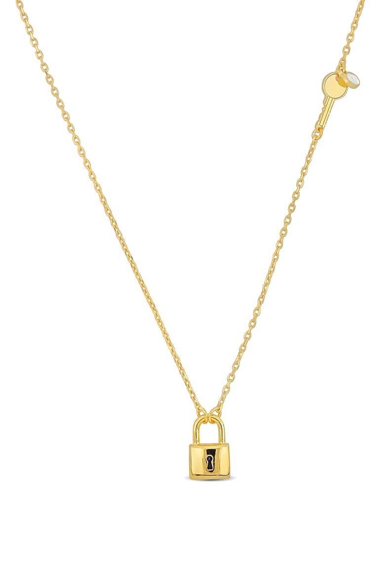 Lock Pendant Key Station Necklace, Main, color, YELLOW