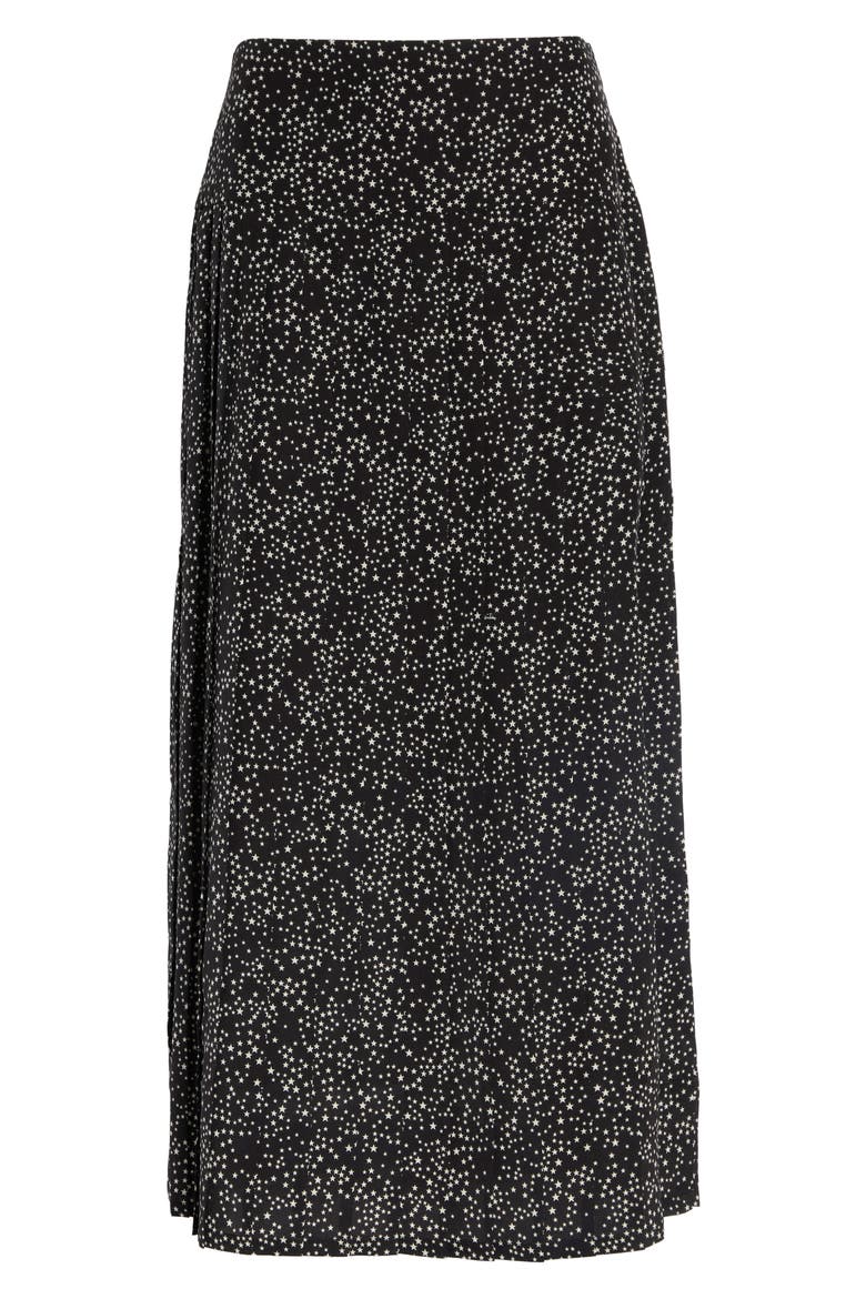 Starry Silk Crêpe de Chine Skirt, Main, color, BLACK/ CREAM