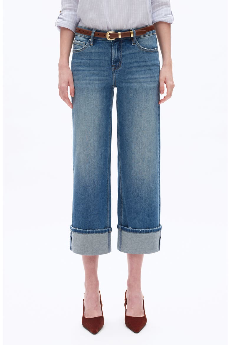 Cuffed Low Rise Relaxed Straight Leg Jeans, Main, color, MEDIUM BLUE