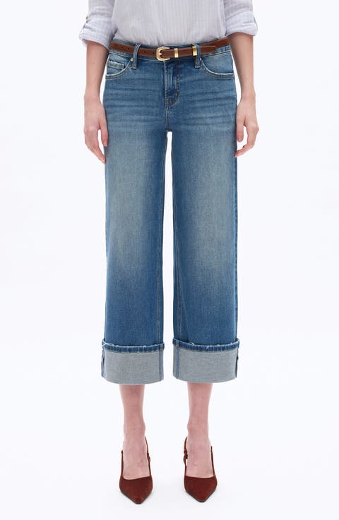 Cuffed Low Rise Relaxed Straight Leg Jeans