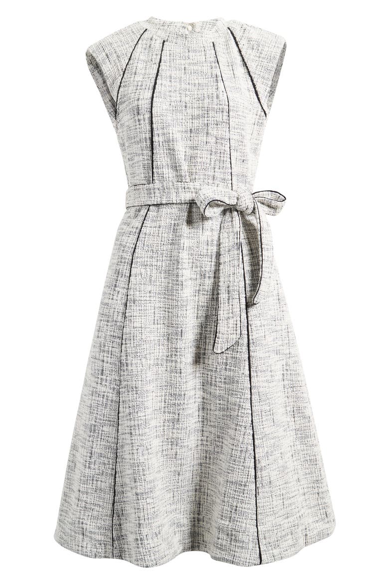 Contrast Detail Belted Midi Dress, Alternate, color, BRIGHT WHITE