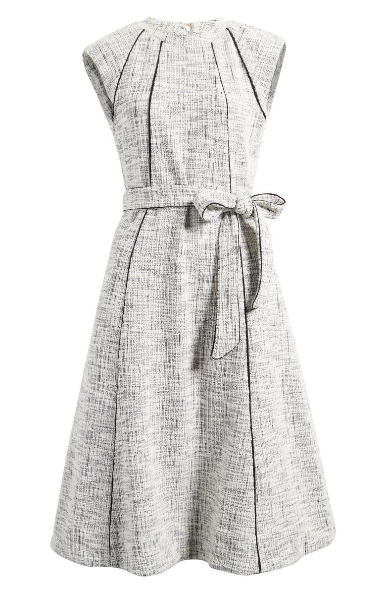 Halogen<sup>®</sup> Contrast Detail Belted Midi Dress, Alternate, color, Bright White