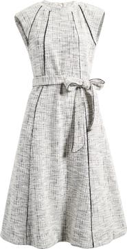 Halogen® Contrast Detail Belted Midi Dress