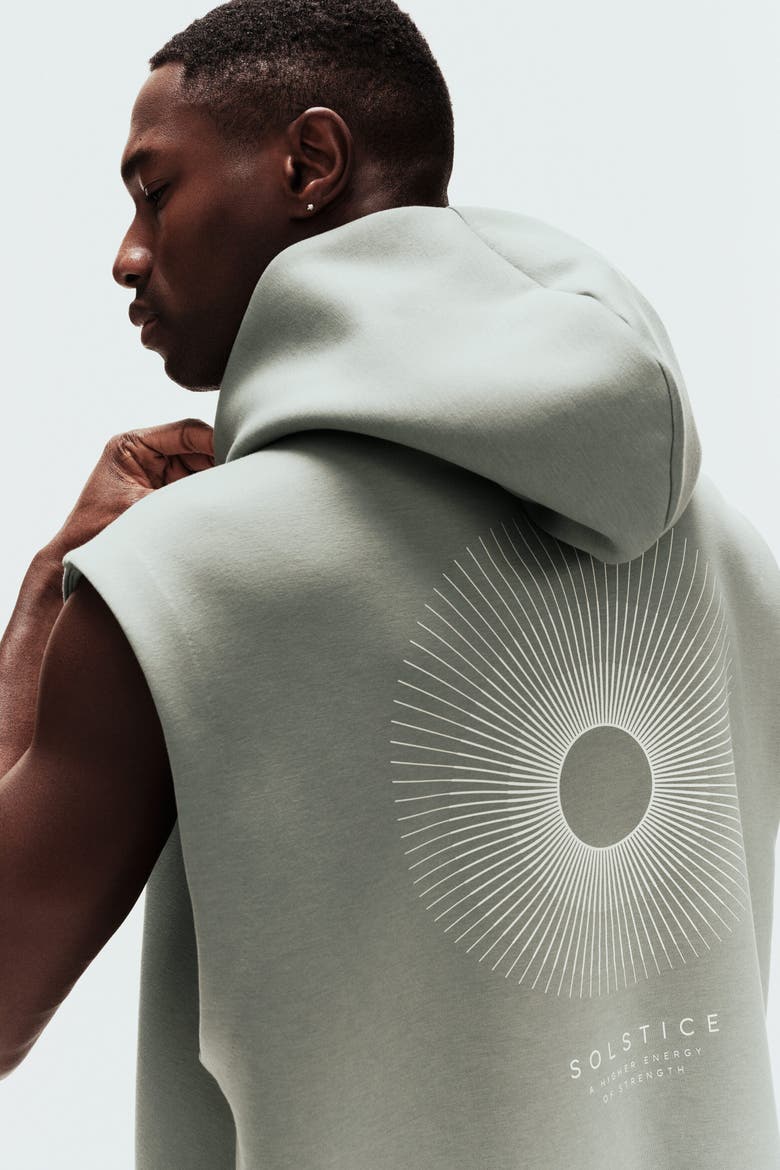 Sleeveless Sports Hoodie With Drymove, Alternate, color, Dusty green/Solstice