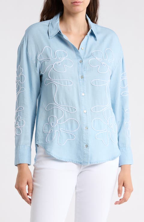 Floral Embroidered Button-Up Shirt