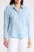 Nicole Miller Floral Embroidered Button-Up Shirt