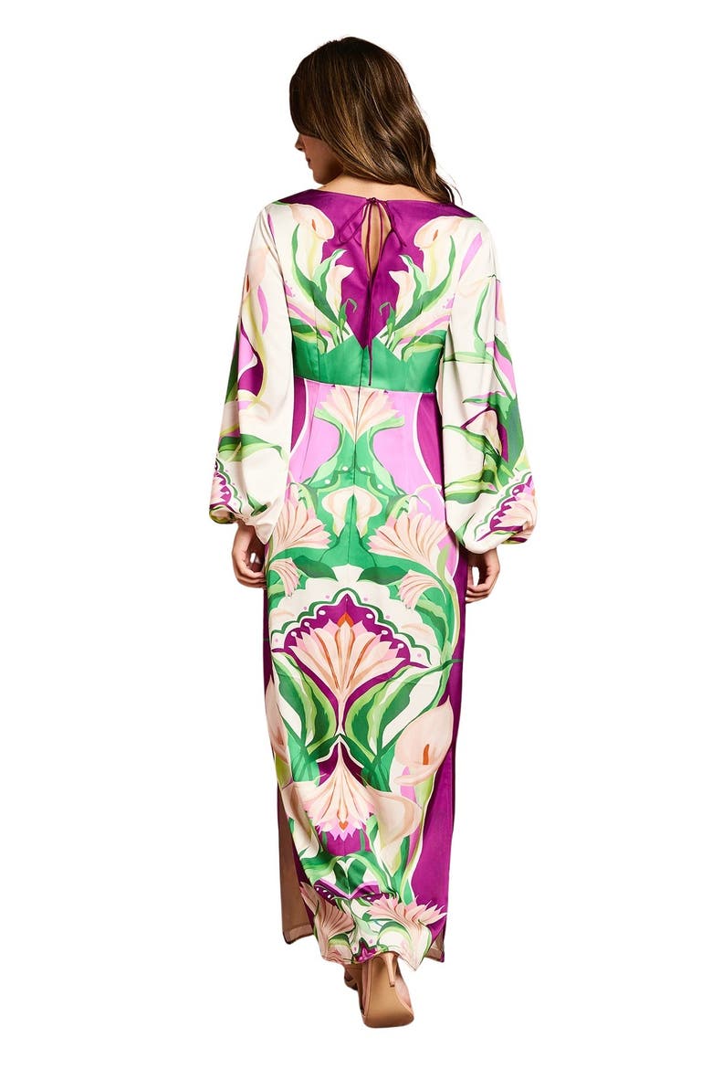 Long Sleeve Placement Print Midi Dress, Alternate, color, Multi