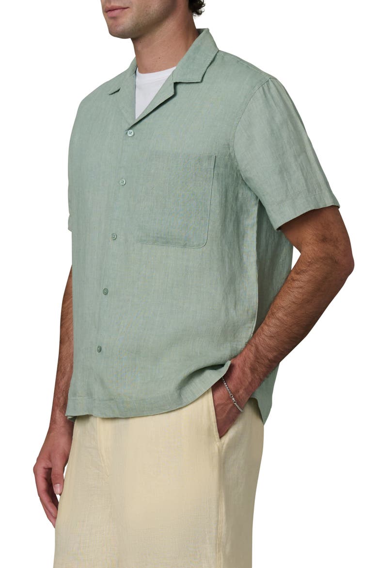 Slub Cotton Camp Shirt, Alternate, color, GREEN