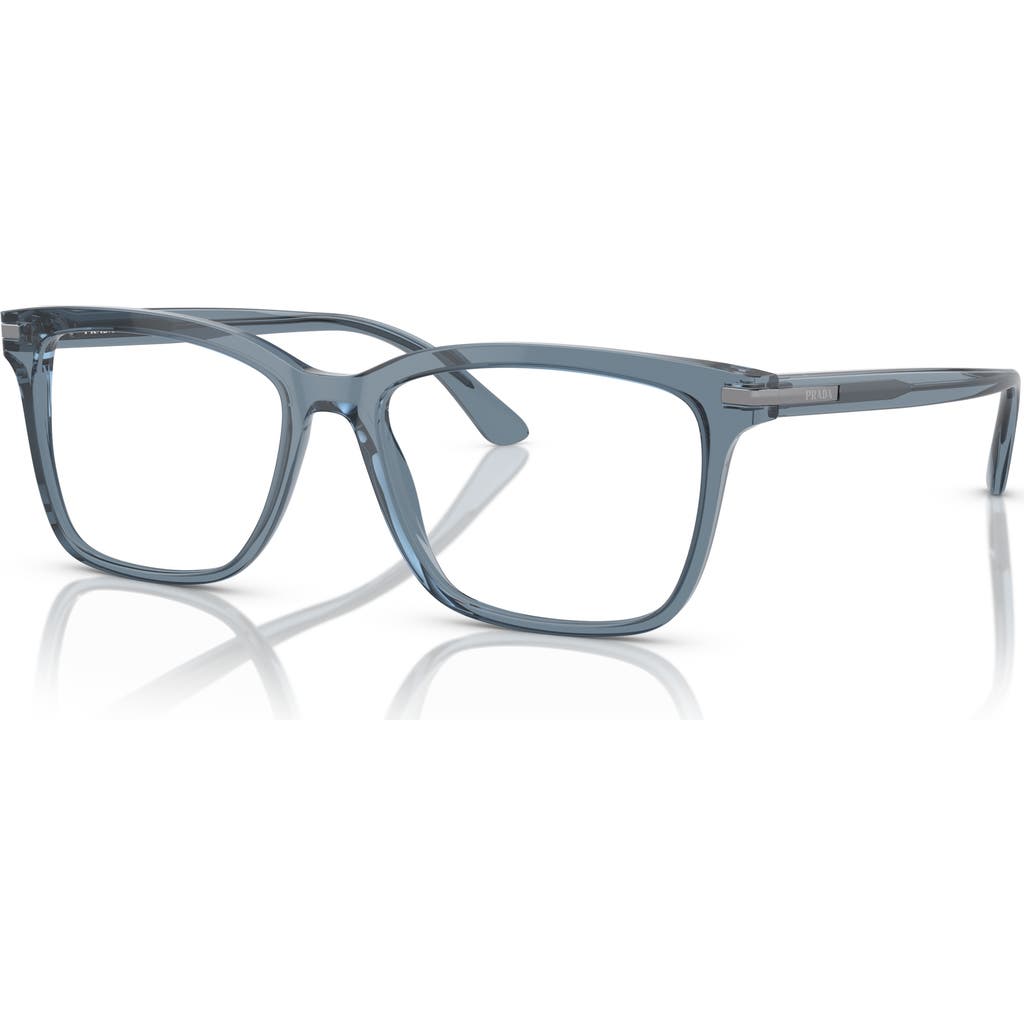Prada 56mm Rectangle Optical Glasses In Blue