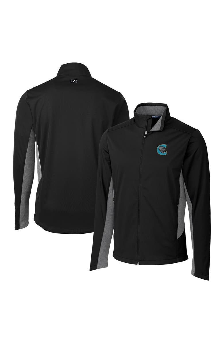 Cutter & Buck Men's Cutter & Buck Black Charlotte Knights Big & Tall Navigate Softshell Full-Zip Jacket, Main, color, 