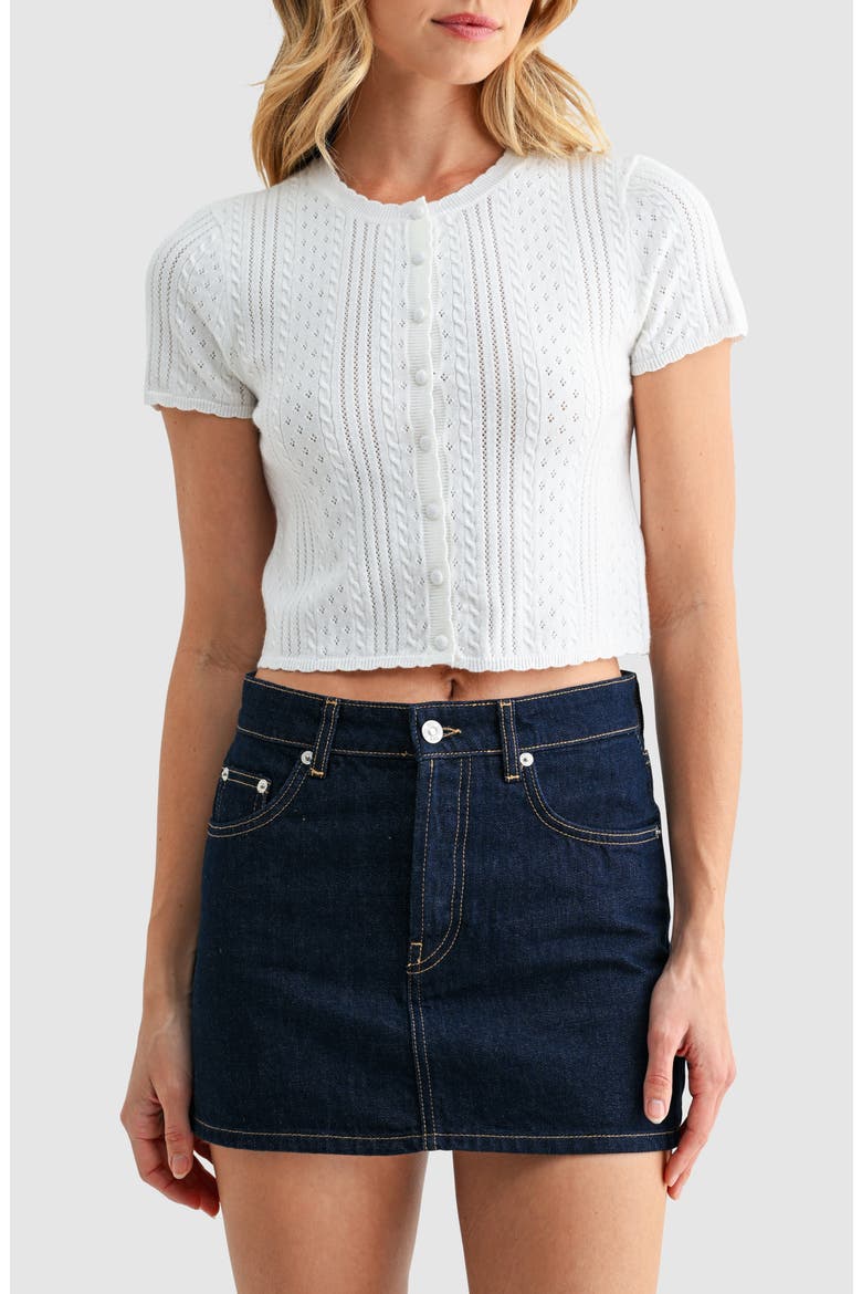 Pointelle Crop Sweater, Main, color, OFF WHITE