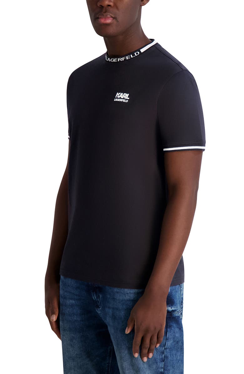 KARL LAGERFELD PARIS Contrast Logo Pima Cotton Ringer T-Shirt, Alternate, color,